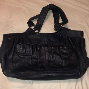 Anthropologie Navy leather shoulder bag